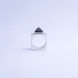 Pyramid Square Pinky Ring / Smoky Quartz